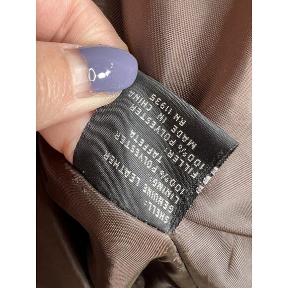 Vintage Weekends Brown Leather Bomber Aviator Jacket Coat Mens Large - Picture 11 of 13